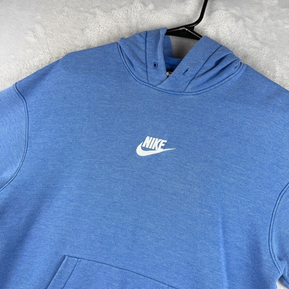 Nike Sportswear Hoodie Mens Medium Blue Heritage Center Swoosh Hooded Sweatshirt